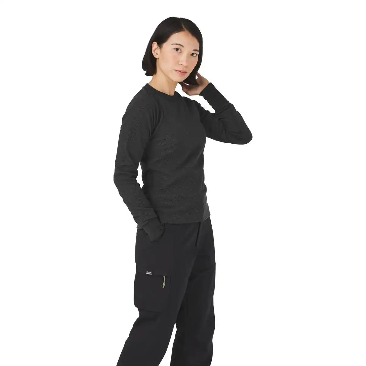 Santiam Waffle LS Tee Black